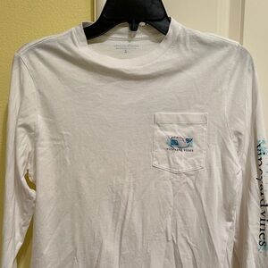 Vineyard Vines Kids White YETI Long Sleeve Tee with Logo